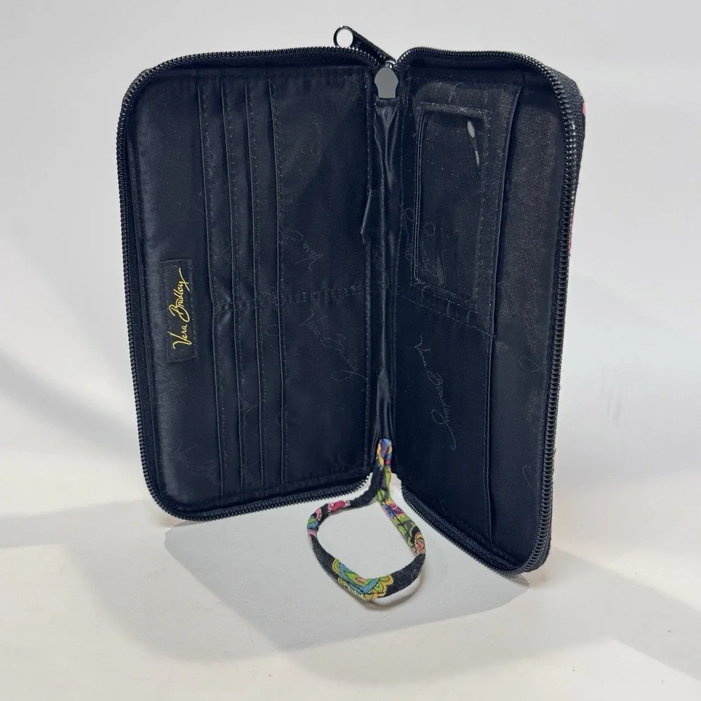 Vera Bradley Wristlet Wallet Quilted Black w Multi Color Paisley Symphony in Hue - Picture 7 of 10
